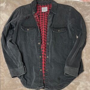 Black Denim Jacket with Red Lining